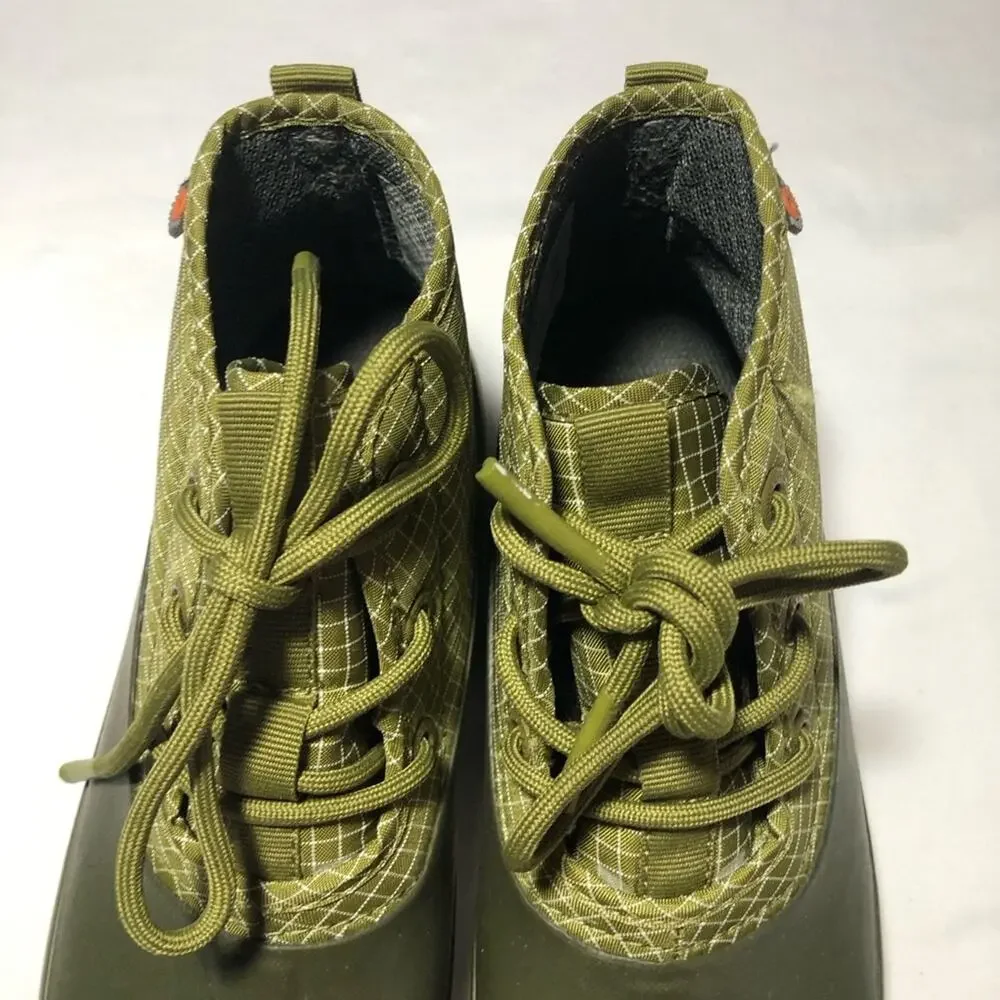Bogs women lace up casual check waterproof ankle boots army green sz 6 EUC